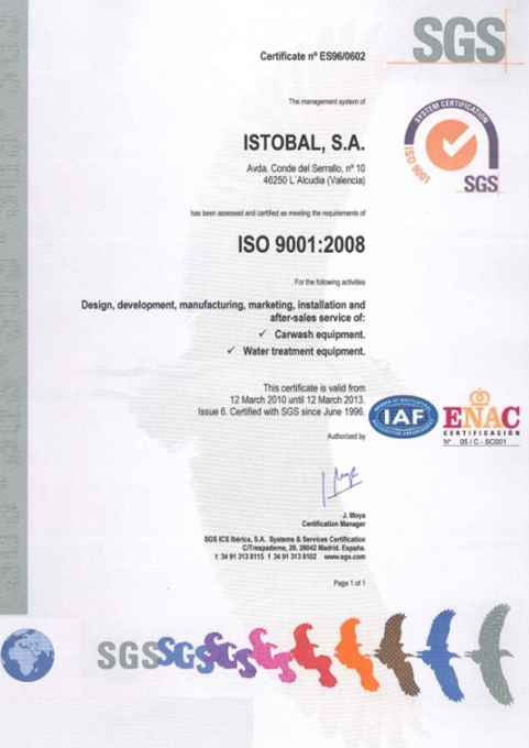 Сертификат Istobal